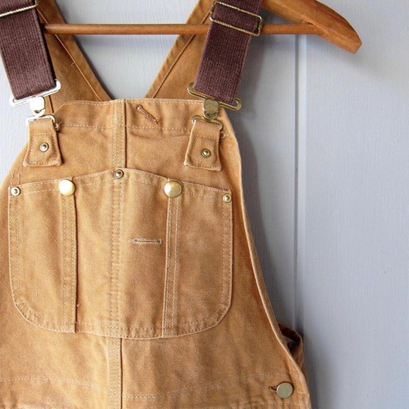 NWOT Madepants Duck Bib Overalls Canvas Workwear Dungarees in Camel Size L - Picture 1 of 11